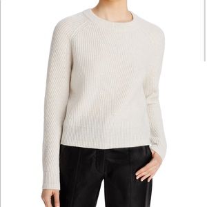 AQUA Cashmere Ribbed Crewneck Sweater